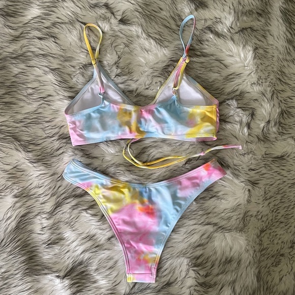 Adorable Tie Dye Swimsuit with Drawstring Front - Picture 3 of 7